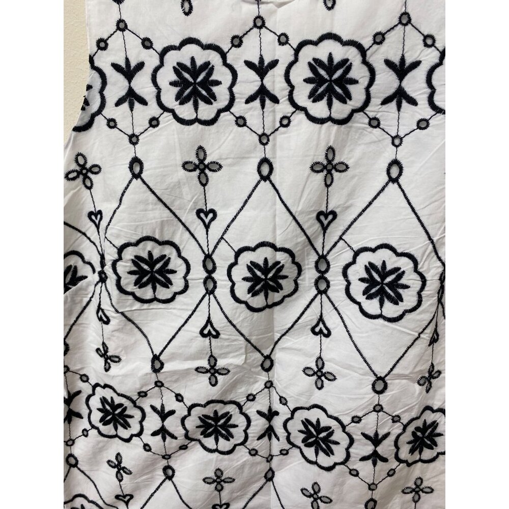 London Times Womens Petite Sleeveless Eyelet Shift Dress White Size 12P Defected - Picture 7 of 11